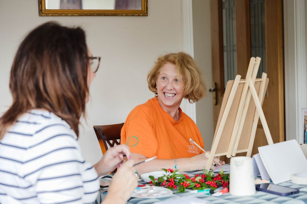 Two women chatting and connecting